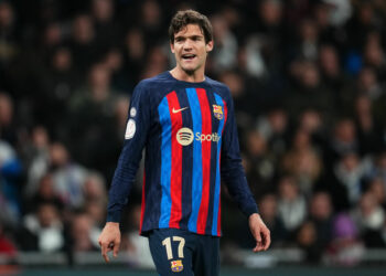 Marcos Alonso of FC Barcelona during the Copa del Rey match between Real Madrid and FC Barcelona played at Santiago Bernabeu Stadium on March 2, 2023 in Madrid, Spain. (Photo by Bagu Blanco / Pressinphoto / Icon Sport) - Photo by Icon sport