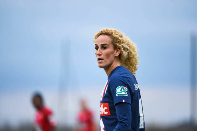 Kheira HAMRAOUI of PSG during the Women French Cup match between Dijon FCO and Paris Saint-Germain on January 28, 2023 in Dijon, France. (Photo by Vincent Poyer/Icon Sport)