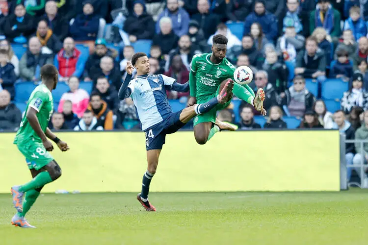 24 Michael Amir RICHARDSON (hac) - 17 Jean-Philippe KRASSO (asse) during the Ligue 2 BKT match between Le Havre and Saint-Etienne at Stade Oceane on March 18, 2023 in Le Havre, France. (Photo by Loic Baratoux/FEP/Icon Sport)