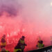 Fumigènes lors de la rencontre OL-OM au Groupama Stadium - (Photo by Philippe Lecoeur/FEP/Icon Sport)