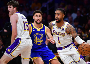 Los Angeles Lakers / D'Angelo Russell et  Golden State Warriors / Klay Thompson (11) - Photo by Icon sport