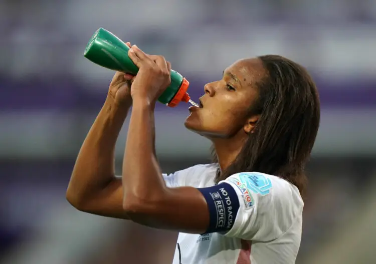 France's Wendie Renard has a drink during the UEFA Women's Euro 2022 Group D match at the New York Stadium, Rotherham. Picture date: Monday July 18, 2022. - Photo by Icon sport