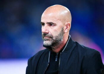 Peter Bosz sur le banc de l'OL. Philippe Lecoeur/FEP/Icon Sport