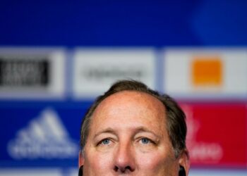 John TEXTOR, owner of Olympique Lyonnais during the Press Conference of Olympique Lyonnais on May 9, 2023 in Lyon, France. (Photo by Hugo Pfeiffer/Icon Sport)