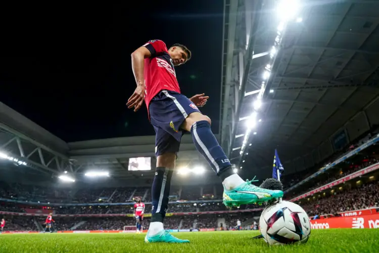Jonas MARTIN of Lille Olympique Sporting Club (LOSC) during the Ligue 1 Uber Eats match between Lille and Marseille at Stade Pierre Mauroy on May 20, 2023 in Lille, France. (Photo by Hugo Pfeiffer/Icon Sport)