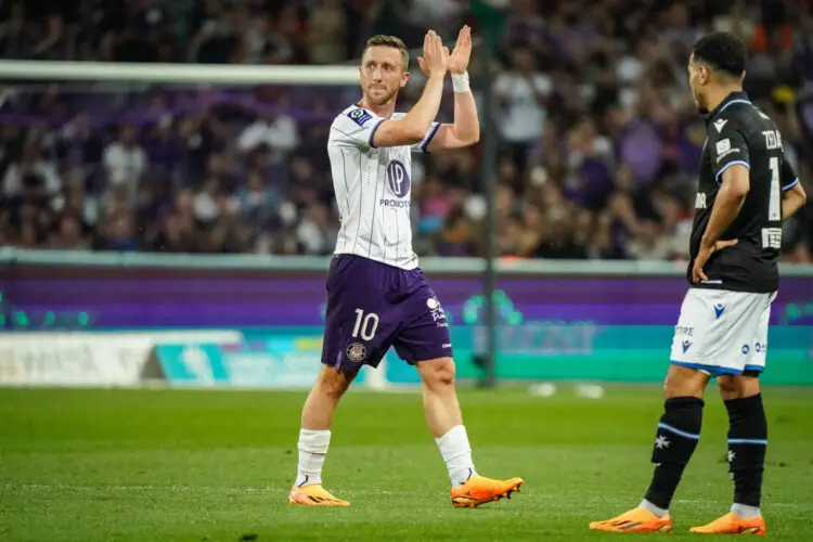 Brecht DEJAEGERE of Toulouse FC during the Ligue 1 Uber Eats match between Toulouse and Auxerre at Stadium Municipal on May 27, 2023 in Toulouse, France. (Photo by Pierre Costabadie/Icon Sport)