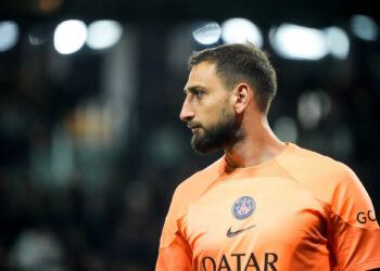 Gianluigi DONNARUMMA of Paris Saint Germain (PSG) during the Ligue 1 Uber Eats match between Angers and Paris on April 21, 2023 in Angers, France. (Photo by Hugo Pfeiffer/Icon Sport)