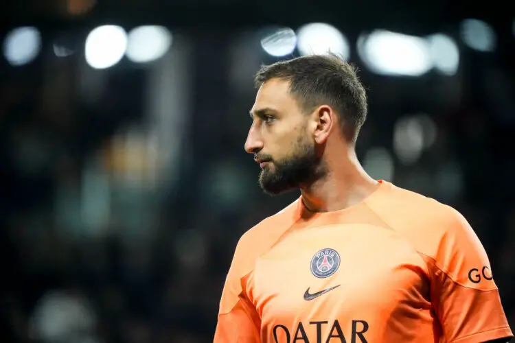 Gianluigi DONNARUMMA of Paris Saint Germain (PSG) during the Ligue 1 Uber Eats match between Angers and Paris on April 21, 2023 in Angers, France. (Photo by Hugo Pfeiffer/Icon Sport)