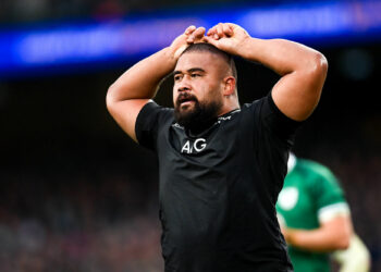13 November 2021; Nepo Laulala of New Zealand during the Autumn Nations Series match between Ireland and New Zealand at Aviva Stadium in Dublin. Photo by Ramsey Cardy/Sportsfile 
Photo by Icon Sport