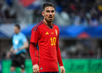 Rodrigo SANCHEZ of Spain during the International Friendly U21 match between France and Spain at Stade de la Rabine on March 28, 2023 in Vannes, France. (Photo by Franco Arland/Icon Sport)