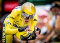 Danish Jonas Vingegaard of Jumbo-Visma pictured in action during stage 16 of the Tour de France cycling race, an individual time trial from Passy to Combloux (22,4 km), France, Tuesday 18 July 2023. This year's Tour de France takes place from 01 to 23 July 2023. BELGA PHOTO JASPER JACOBS - Photo by Icon sport