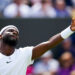 Frances Tiafoe in action against Yibing Wu (not pictured) on day three of the 2023 Wimbledon Championships at the All England Lawn Tennis and Croquet Club in Wimbledon. Picture date: Wednesday July 5, 2023. - Photo by Icon sport