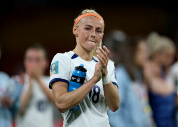England's Chloe Kelly applauds the fans after the FIFA Women's World Cup 2023, Group D match at Lang Park, Brisbane. Picture date: Saturday July 22, 2023. - Photo by Icon sport