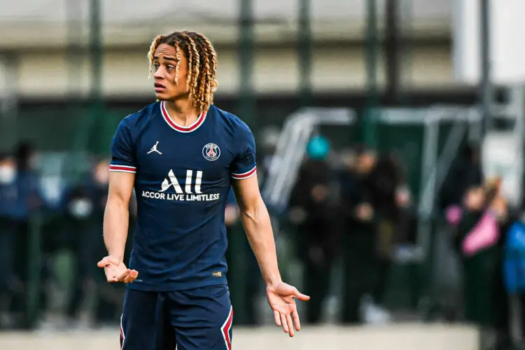 Xavi Simons of PSG during the UEFA Youth League (U19), round of 16 football match between Paris Saint-Germain (PSG) and Sevilla FC (Juvenil A) on March 1, 2022 at Georges Lefevre stadium in Saint-Germain-en-Laye, France. Photo by Victor Joly/ABACAPRESS.COM - Photo by Icon sport