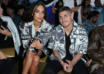 Marco Verratti and his wife Jessica Aidi attend the Louis Vuitton Spring/Summer 2024 fashion show during the Paris Fashion Week menswear spring/summer 2024 on June 20, 2023 in Paris, France. Photo by Jerome Dominv©/ABACAPRESS.COM  | 857688_097 
Photo by Icon Sport