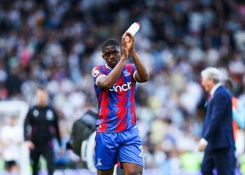 20th May 2023; Craven Cottage, Fulham, London, England; Premier League Football, Fulham versus Crystal Palace; Cheick Doucoure of Crystal Palace thanking the fans after the match - Photo by Icon sport