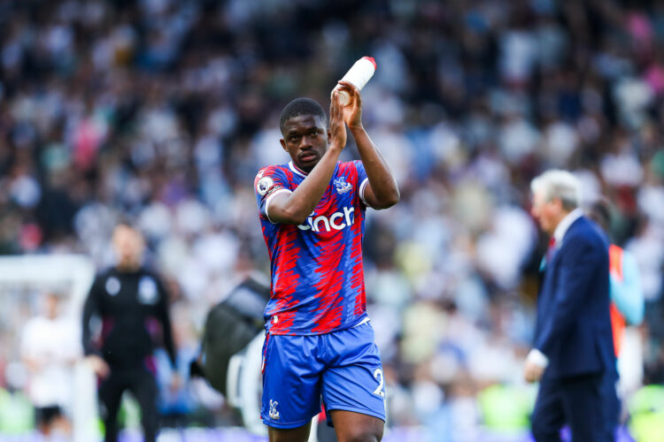 20th May 2023; Craven Cottage, Fulham, London, England; Premier League Football, Fulham versus Crystal Palace; Cheick Doucoure of Crystal Palace thanking the fans after the match - Photo by Icon sport