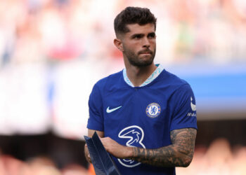28th May 2023; Stamford Bridge, Chelsea, London, England: Premier League Football, Chelsea versus Newcastle United; Christian Pulisic of Chelsea thanks the fans - Photo by Icon sport