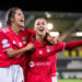 211117 Francisca Nazareth and Catarina Amado of Benfica celebrate after the UEFA Women's Champions League football match between Häcken and Benfica on November 17, 2021 in Göteborg. 
Photo: Michael Erichsen / BILDBYRÅN / COP 89 / MI0216 
By Icon Sport