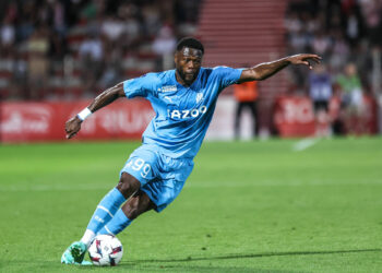 Chancel MBEMBA of Marseille during the Ligue 1 Uber Eats match between Ajaccio and Olympique de Marseille at Stade Francois Coty on June 3, 2023 in Ajaccio, France. (Photo by Johnny Fidelin / Icon Sport)