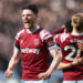 London, England, 2nd April 2023. Declan Rice of West Ham United celebrates the first goal during the Premier League match at the London Stadium, London. Picture credit should read: David Klein / Sportimage - Photo by Icon sport