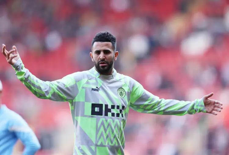 Southampton, England, 8th April 2023. Riyad Mahrez of Manchester City warms up before the Premier League match at St Mary's Stadium, Southampton. Picture credit should read: Paul Terry / Sportimage - Photo by Icon sport