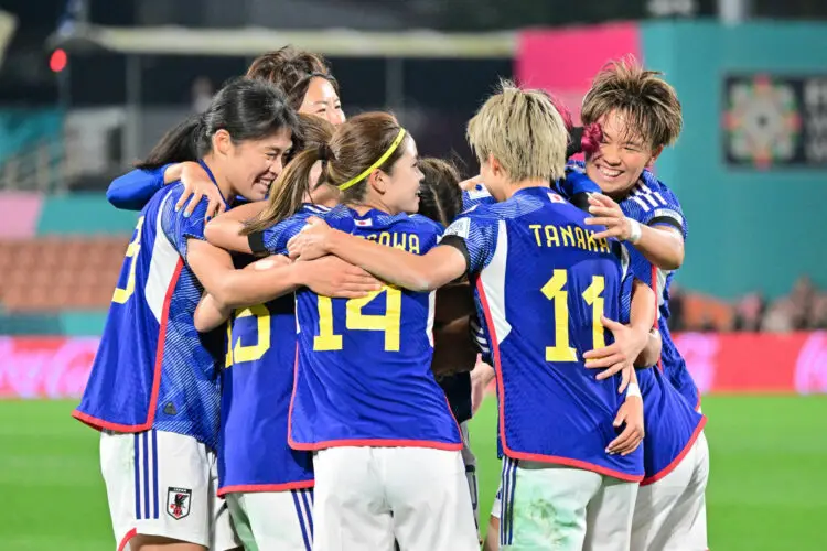 (230722) -- HAMILTON, July 22, 2023 (Xinhua) -- Players of Japan celebrate a goal during the group C match between Zambia and Japan at the FIFA Women's World Cup in Hamilton, New Zealand, July 22, 2023. (Xinhua/Zhu Wei) - Photo by Icon sport
