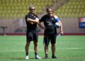 Fabien GALTHIE head coach of France and Laurent LABIT during the training of French Rugby National Team  on July 4, 2023 in Monaco, Monaco. (Photo by Pascal Della Zuana/Icon Sport)