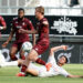 Sebastien Corchia of Amiens tackles Xhuliano Skuka of Metz during the friendly match between Amiens Sporting Club and Football Club de Metz at Stade de la Licorne on July 29, 2023 in Amiens, France. (Photo by Dave Winter/Icon Sport)
