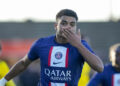 Dortmund, Deutschland, 28.02.2023: Noha Lemina (FC Paris Saint-Germain) Torjubel, jubelt nach seinem Treffer zum 0:1 waehrend des Achtelfinalspiels der UEFA Youth league zwischen BV Borussia Dortmund vs Paris Saint-Germain im Fussballpark Hohenbuschei am 28. February 2023 in Dortmund, Deutschland. (Foto von Alex Gottschalk/DeFodi Images) Dortmund, Germany, 28.02.2023: Noha Lemina (FC Paris Saint-Germain) celebrates after scoring his team's first goal during the UEFA Youth league - Round-of-16 match between BV Borussia Dortmund vs Paris Saint-Germain at Hohenbuschei Football Park on February 28, 2023 in Dortmund, Germany. (Photo by Alex Gottschalk/DeFodi Images) - Photo by Icon sport