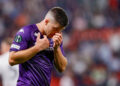 Prag, Tschechische Republik, 07.06.2023: Luka Jovic (ACF Fiorentina) schaut waehrend des Final-Spiels der UEFA Europa Conference League zwischen AC Florenz vs West Ham United in der Eden Arena am 07. June 2023 in Prag, Tschechische Republik. (Foto von Matteo Ciambelli/DeFodi Images) Prague, Czech Republic, 07.06.2023: Luka Jovic (ACF Fiorentina) looks on during the UEFA Europa Conference League Final 2022-23 match between ACF Fiorentina v West Ham United FC at Eden Arena on June 7, 2023 in Prague, Czech Republic. (Photo by Matteo Ciambelli/DeFodi Images) - Photo by Icon sport