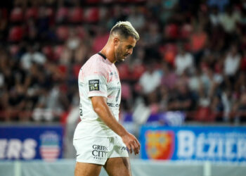 Sofiane GUITOUNE of Stade Toulousain during the friendly match between Montpellier and Stade Toulousain on August 10, 2023 in Beziers, France. (Photo by Hugo Pfeiffer/Icon Sport)