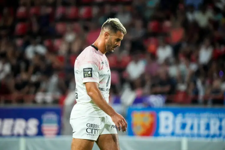 Sofiane GUITOUNE of Stade Toulousain during the friendly match between Montpellier and Stade Toulousain on August 10, 2023 in Beziers, France. (Photo by Hugo Pfeiffer/Icon Sport)