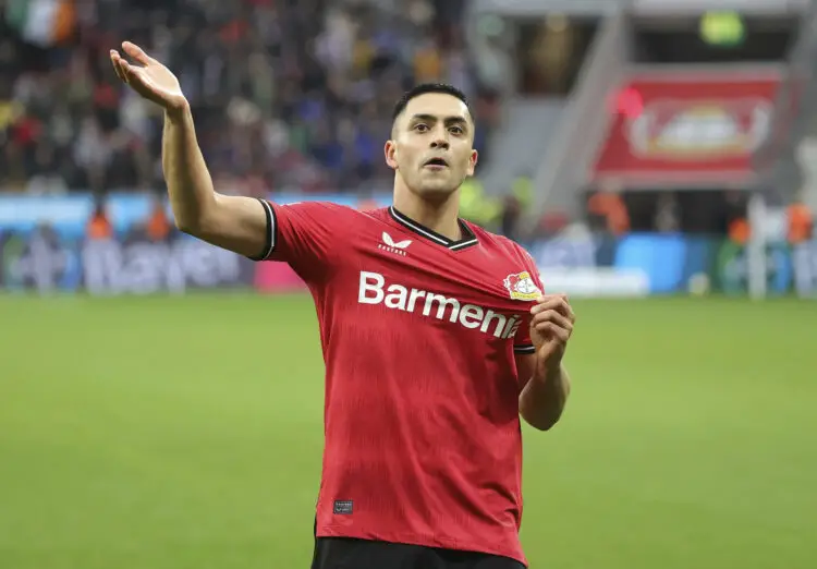 firo : 04/23/2023 football, soccer, 1st league, first federal league, season, first federal league 2022/2023, Bayer Leverkusen - RB Leipzig jubilation over goal to the 2.0 penalty Nadiem Amiri - Photo by Icon sport