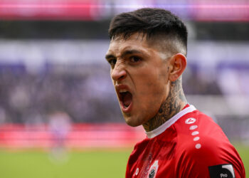 Antwerp's Gaston Luciano Avila reacts during a soccer match between RSCA Anderlecht and Royal Antwerp FC, Sunday 29 January 2023 in Anderlecht, Brussels, on day 23 of the 2022-2023 'Jupiler Pro League' first division of the Belgian championship. BELGA PHOTO LAURIE DIEFFEMBACQ - Photo by Icon sport