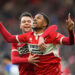 Middlesbrough's Chuba Akpom celebrates scoring their side's first goal of the game during the Emirates FA Cup third round match at the Riverside Stadium, Middlesbrough. Picture date: Saturday January 7, 2023. - Photo by Icon sport