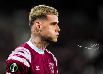 West Ham United?s Gianluca Scamacca looks on during the UEFA Europa Conference League round of sixteen, second leg match at the London Stadium, London. Picture date: Thursday March 16, 2023. - Photo by Icon sport