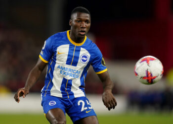 Brighton and Hove Albions Moises Caicedo in action during the Premier League match at the City Ground, Nottingham. Picture date: Wednesday April 26, 2023. - Photo by Icon sport