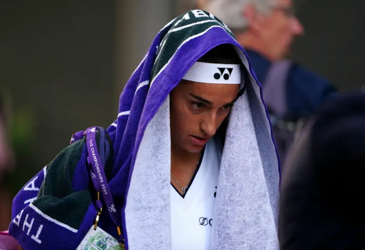 Caroline Garcia makes her way around the grounds on day five of the 2023 Wimbledon Championships at the All England Lawn Tennis and Croquet Club in Wimbledon. Picture date: Friday July 7, 2023. - Photo by Icon sport