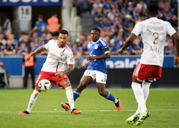 08 Corentin TOLISSO (ol) during the Ligue 1 Uber Eats match between Racing Club de Strasbourg and Olympique Lyonnais at Stade de la Meinau on August 13, 2023 in Strasbourg, France. (Photo by Anthony Bibard/FEP/Icon Sport)