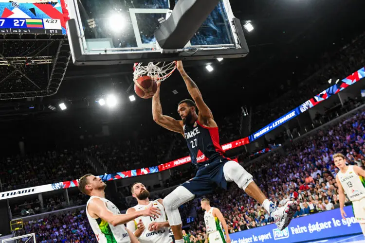 Rudy GOBERT of France during the friendly match between France and Lithuania on August 9, 2023 in Orleans, France. (Photo by Daniel Derajinski/Icon Sport)