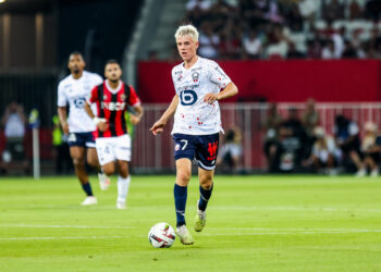 Hakon Amar HARALDSSON of Lille during the Ligue 1 Uber Eats match between OGC Nice and LOSC Lille on August 11, 2023 at Allianz Riviera, in Nice, France. (Photo by Johnny Fidelin/Icon Sport)