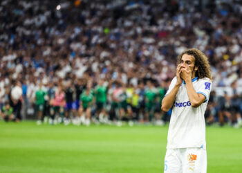 Matteo GUENDOUZI of Marseille looks dejected after he misses his penalty during the penalty shoot-out after the UEFA Champions League, Third Qualifying Round, second leg match between Marseille and Panathinaikos at Orange Velodrome on August 15, 2023 in Marseille, France. (Photo by Johnny Fidelin/Icon Sport)
