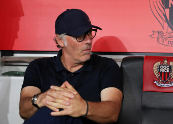 Laurent BLANC (Entraineur Lyon OL) during the Ligue 1 Uber Eats match between Olympique Gymnaste Club de Nice and Olympique Lyonnais at Allianz Riviera on August 27, 2023 in Nice, France. (Photo by Johnny Fidelin/Icon Sport)