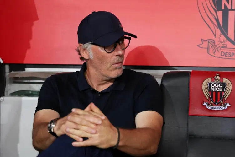 Laurent BLANC (Entraineur Lyon OL) during the Ligue 1 Uber Eats match between Olympique Gymnaste Club de Nice and Olympique Lyonnais at Allianz Riviera on August 27, 2023 in Nice, France. (Photo by Johnny Fidelin/Icon Sport)