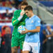 Ederson and Julián Álvarez of Manchester City talk before a penalty is taken during the UEFA Super Cup match between Manchester City and Sevilla at Karaiskakis Stadium, Piraeus
Picture by Yannis Halas/Focus Images Ltd +353 8725 82019
16/08/2023 - Photo by Icon sport