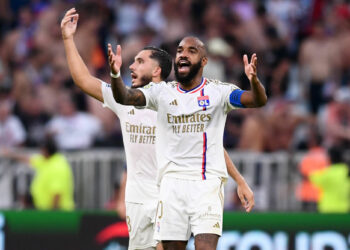 18 Rayan CHERKI (ol) - 10 Alexandre LACAZETTE (ol) during the Ligue 1 Uber Eats match between Olympique Lyonnais and Montpellier Herault Sport Club at Groupama Stadium on August 19, 2023 in Lyon, France. (Photo by Philippe Lecoeur/FEP/Icon Sport)