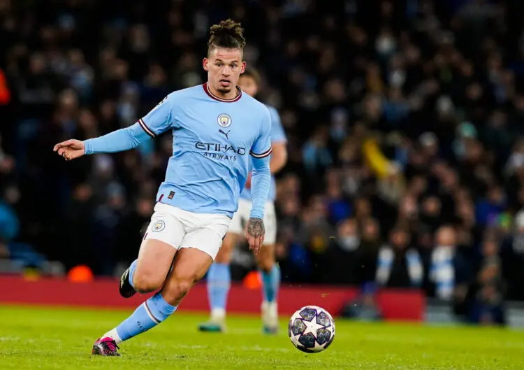 Manchester, England, 14th March 2023. Kalvin Phillips of Manchester City during the UEFA Champions League match at the Etihad Stadium, Manchester. Picture credit should read: Andrew Yates / Sportimage - Photo by Icon sport