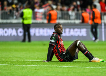 Nicolas PEPE of Nice looks dejected during the UEFA Europa Conference League, quarter final, second leg match between Nice and Basel at Allianz Riviera on April 20, 2023 in Nice, France. (Photo by Pascal Della Zuana/Icon Sport)