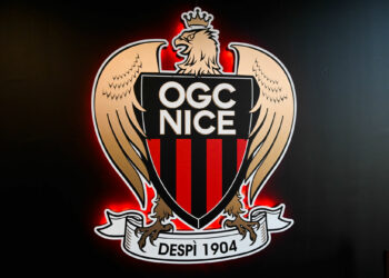 Logo of Nice during the Press Conference of OGC Nice on June 27, 2022 in Nice, France. (Photo by Pascal Della Zuana/Icon Sport)